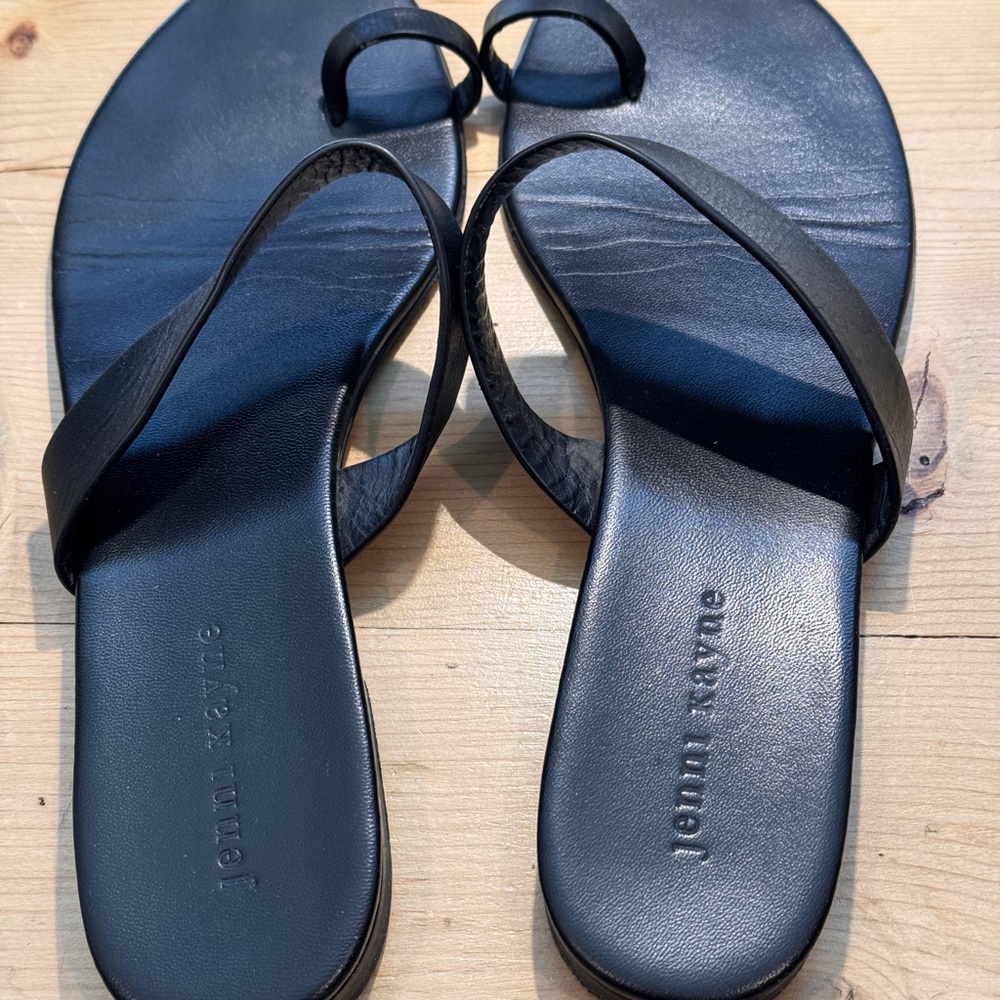 Jenni Kayne Black Strap Leather Sandals Size 41 10 Women  EUC